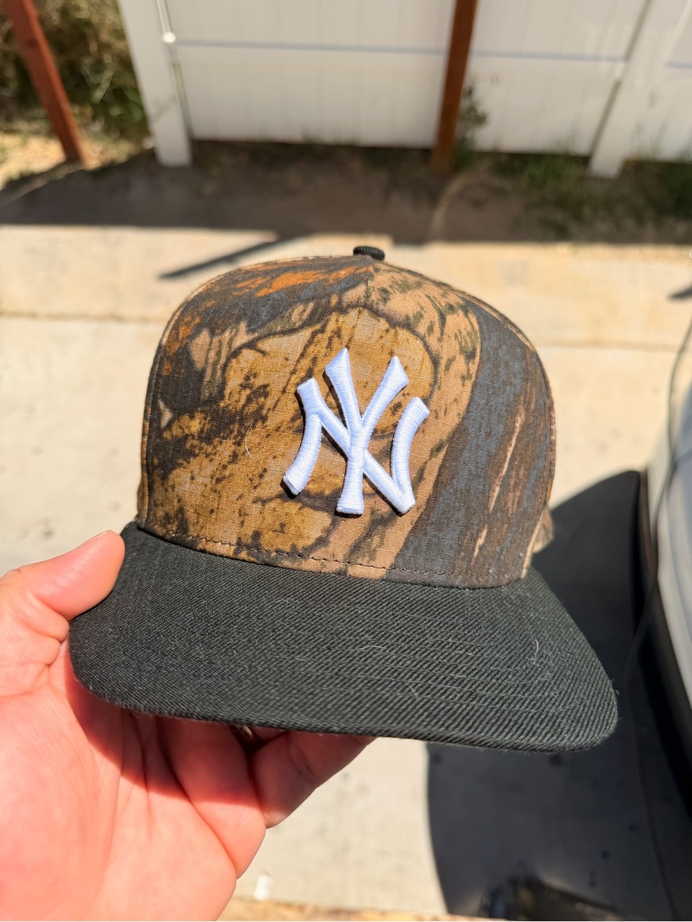 New Era Camo Crown Snapback with White NY Logo and Black Brim